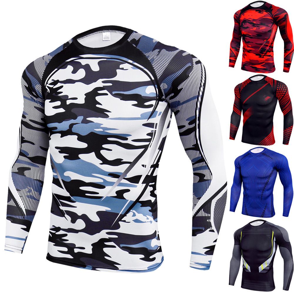 2019 Nueva Camisa Manga Larga Para Hombre Camisetas De Running De Secado Rápido Para Hombres Serpiente De Gimnasia Camiseta De Fútbol De Camuflaje Para Hombre Camiseta De Fútbol De