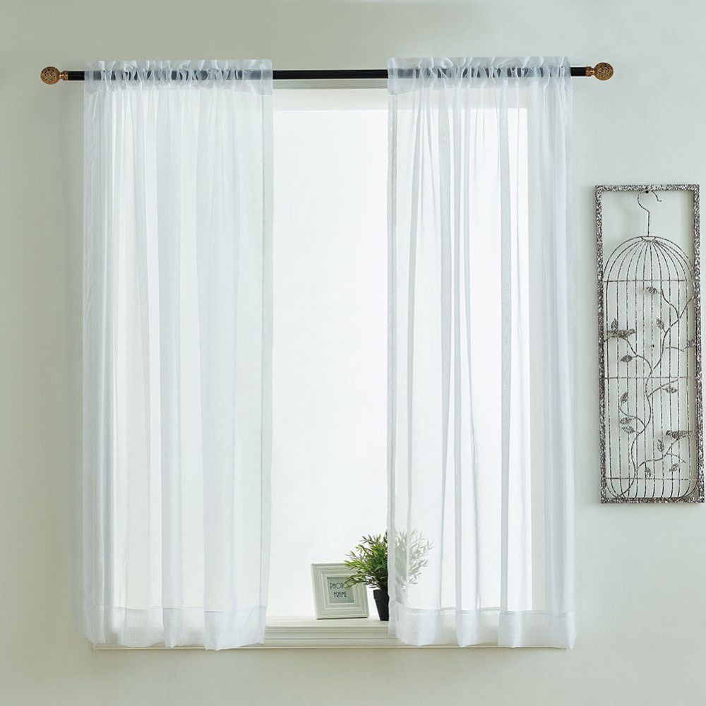 2019 Kitchen Curtains Valances Rod Pocket Decorative Elegant White