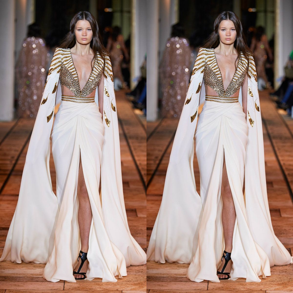 Compra 2020 Zuhair Murad Vestidos De Noche Profundo Cuello En V Con Cuentas  De Cristal De Alta Delantero De Split Vestido De Fiesta Vestidos De Barrido  Tren Atractivas Del Partido Formal Con