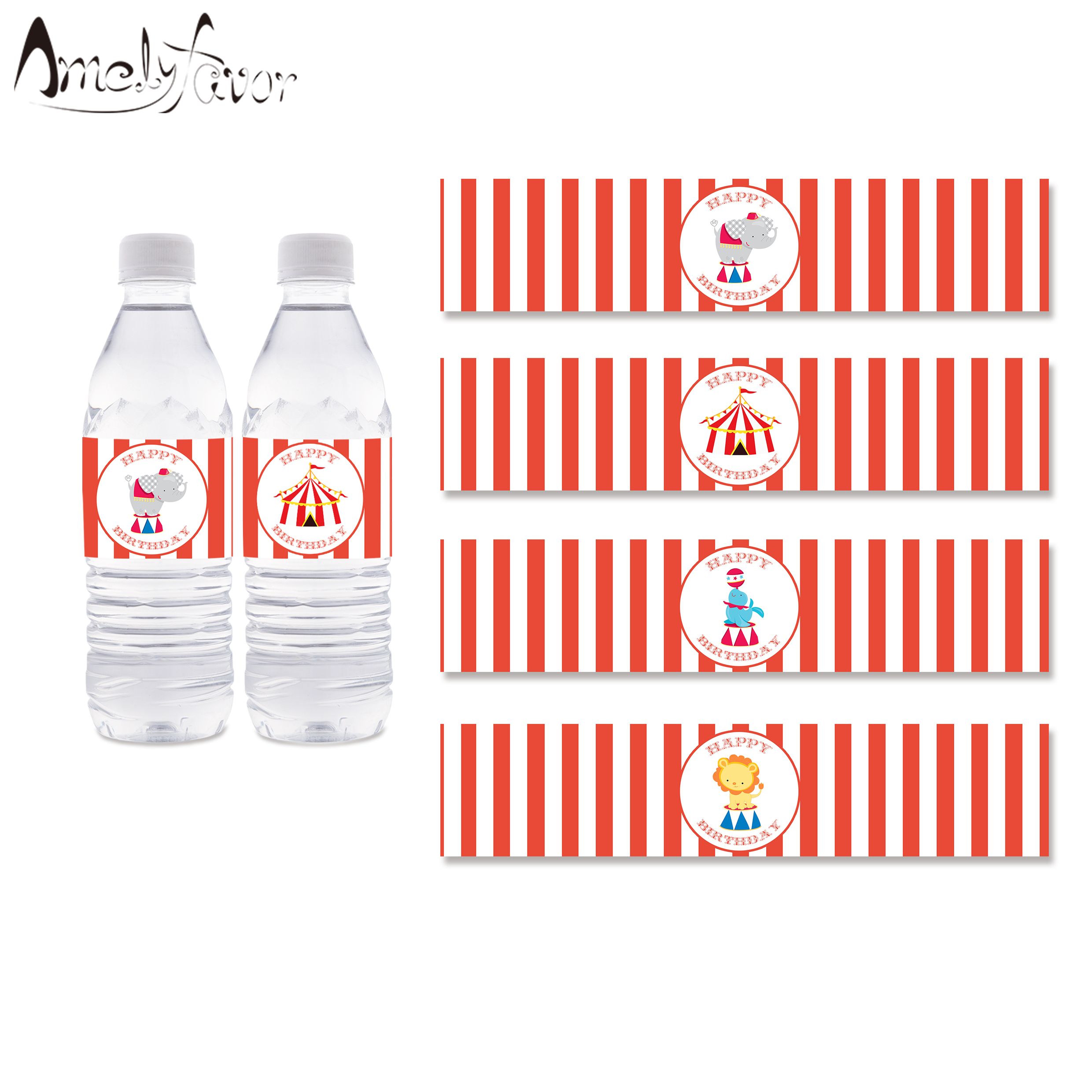 Circus Party Water Bottle Labels Circus Water Bottle Wrappers Kids