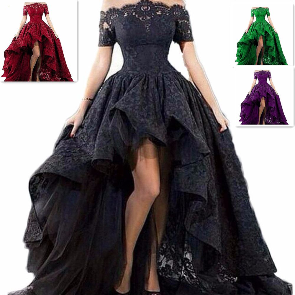 Compra Vestido De Novia Frente Corto Largo Atrás Sin Tirantes Hi Lo Piso  Longitud Black Lace Vestido De Novia Encaje Arriba Tamaño Personalizado  Barato | Entrega Rápida Y Calidad | Es.Dhgate
