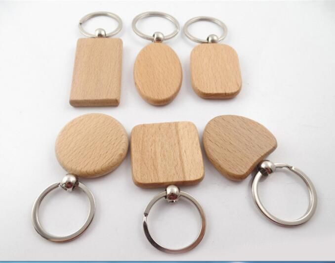 2020 DIY Blank Wooden Key Chain Ring Holder WOODEN HEART KEYCHAIN
