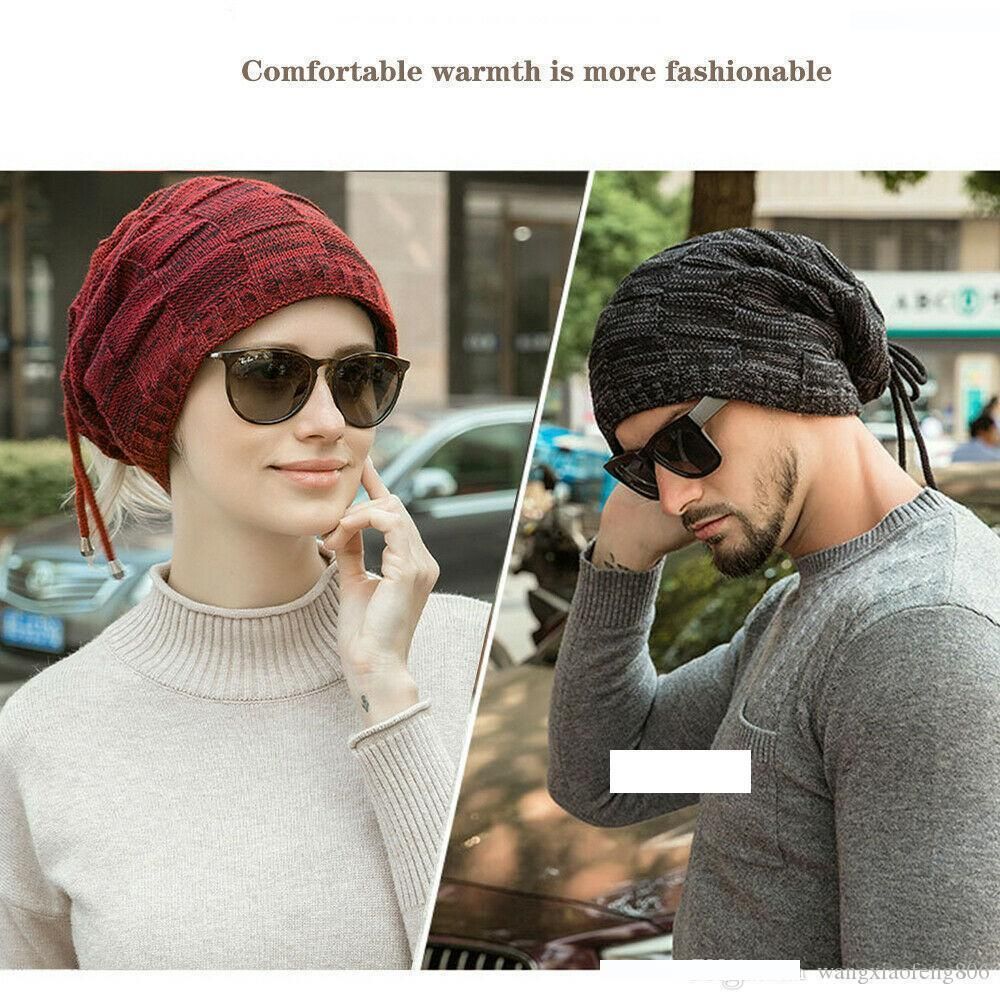 Mens Ladies Knitted Woolly Winter Oversized Slouch Beanie Hat Cap Unisex