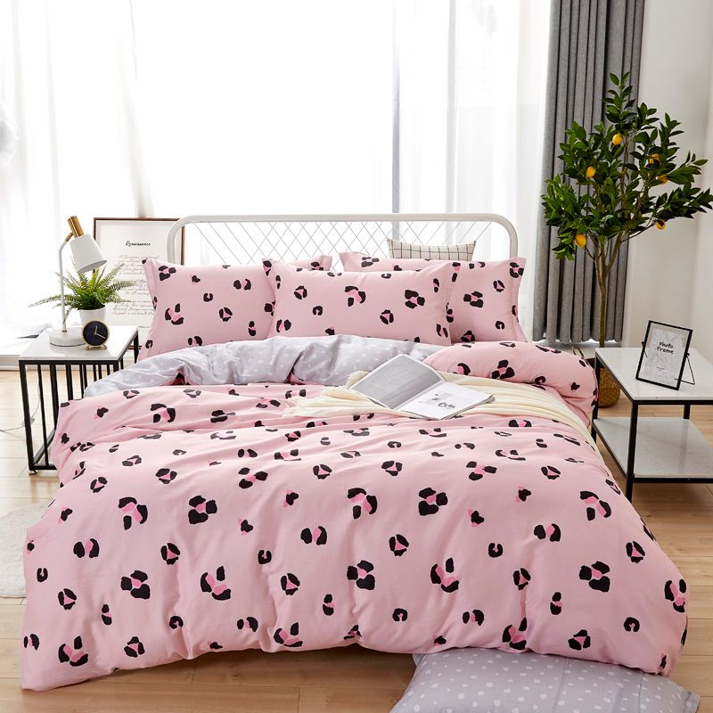 Pink Leopard Print 78x90 Quilt Cover Set By Flat Sheet Pillow Case