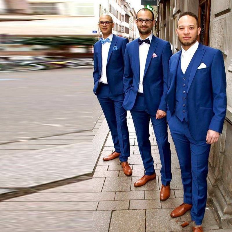 Handsome One Button Groomsmen Navy Blue Groom Tuxedos Men Suits  Wedding/Prom/Dinner Best Man Blazer Two Pieces Jacket+Pants From Click_Me,  $80.41 | Dhgate.Com