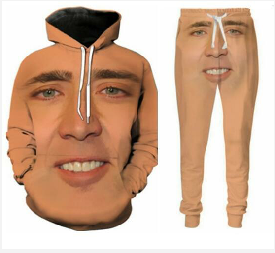 Compra New Men / Womens The Giant Blown Up Face De Nicolas Cage Estampado  De Moda 3D Chándales Sudadera Y Pantalones Hip Hop De Cuello Redondo 2  Piezas Sudaderas Barato | Entrega