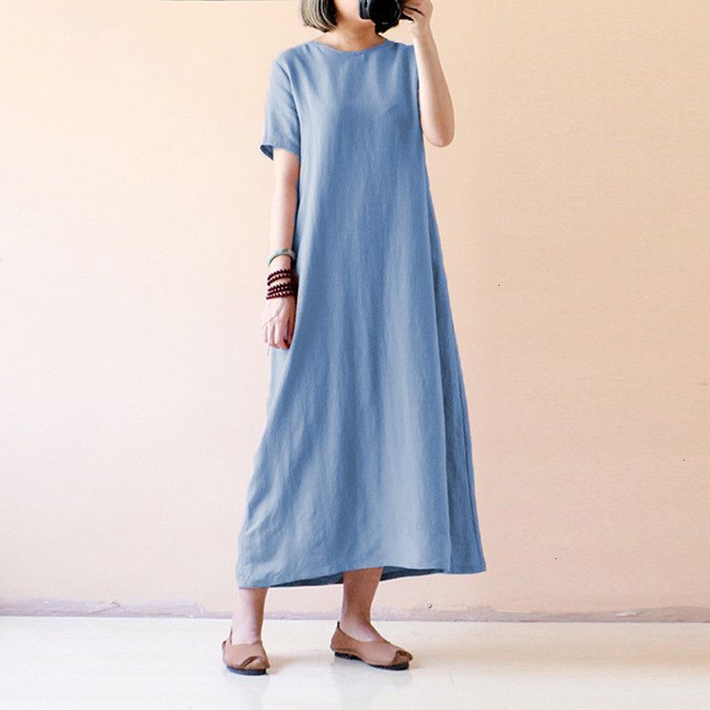 2019 Summer Maxi Dress Women Causal Short Sleeve Vintage Dresses