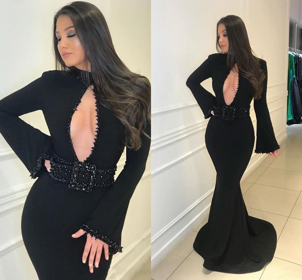 black keyhole dress long sleeve