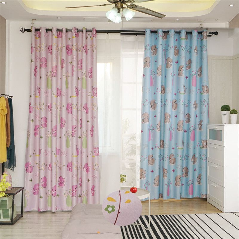 2019 Elephant Printed Kids Curtains For Girls Bedroom Jarl Home