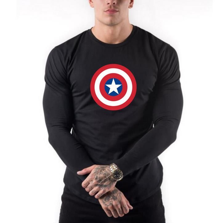 Compra Capitán América, Hombres, Camiseta Para Correr, Manga Larga,  Delgado, Tops De Entrenamiento, Camiseta Para Hombre, Gimnasio, Ropa,  Exterior Barato | Entrega Rápida Y Calidad | Es.Dhgate