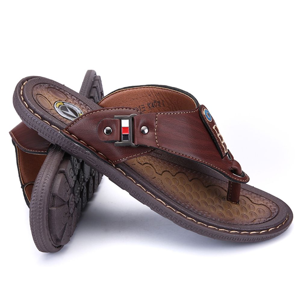 Acquista 2019 Marca Estate Spiaggia Infradito Uomo Pu Pantofole In Pelle Maschile Appartamenti Sandali Allaperto Perizoma In Gomma Spiaggia Scarpe Uomo In Pelle Nuovo A 20,55 € Dal Fashionhandbag1129 | DHgate.Com