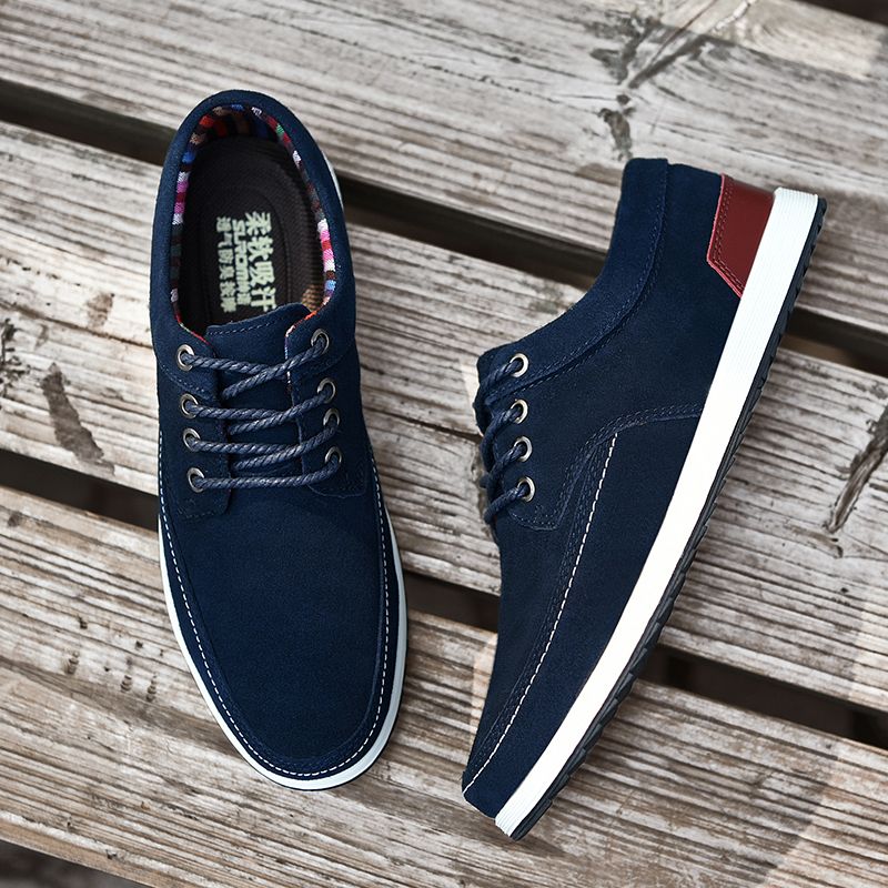 mens blue leather casual shoes