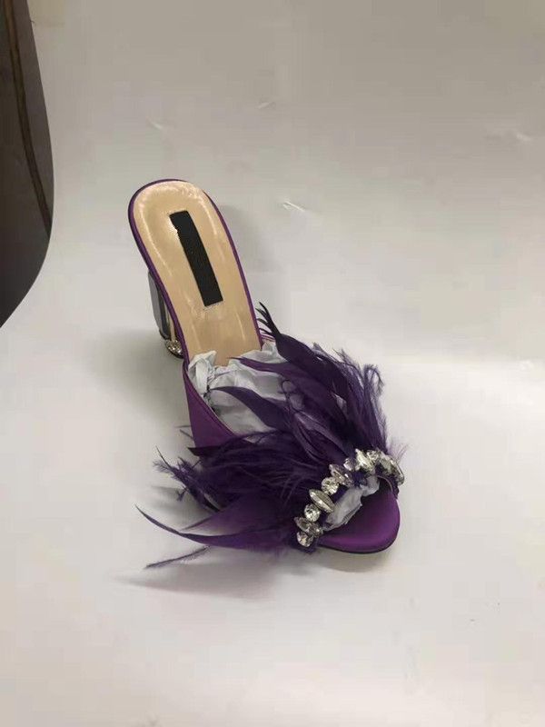 Acquistare Pantofole Tacco Alto In Pelle Con Tacco Alto E Piume Di Strass  In Bocca Economico | Consegna Veloce E Qualità | It.Dhgate
