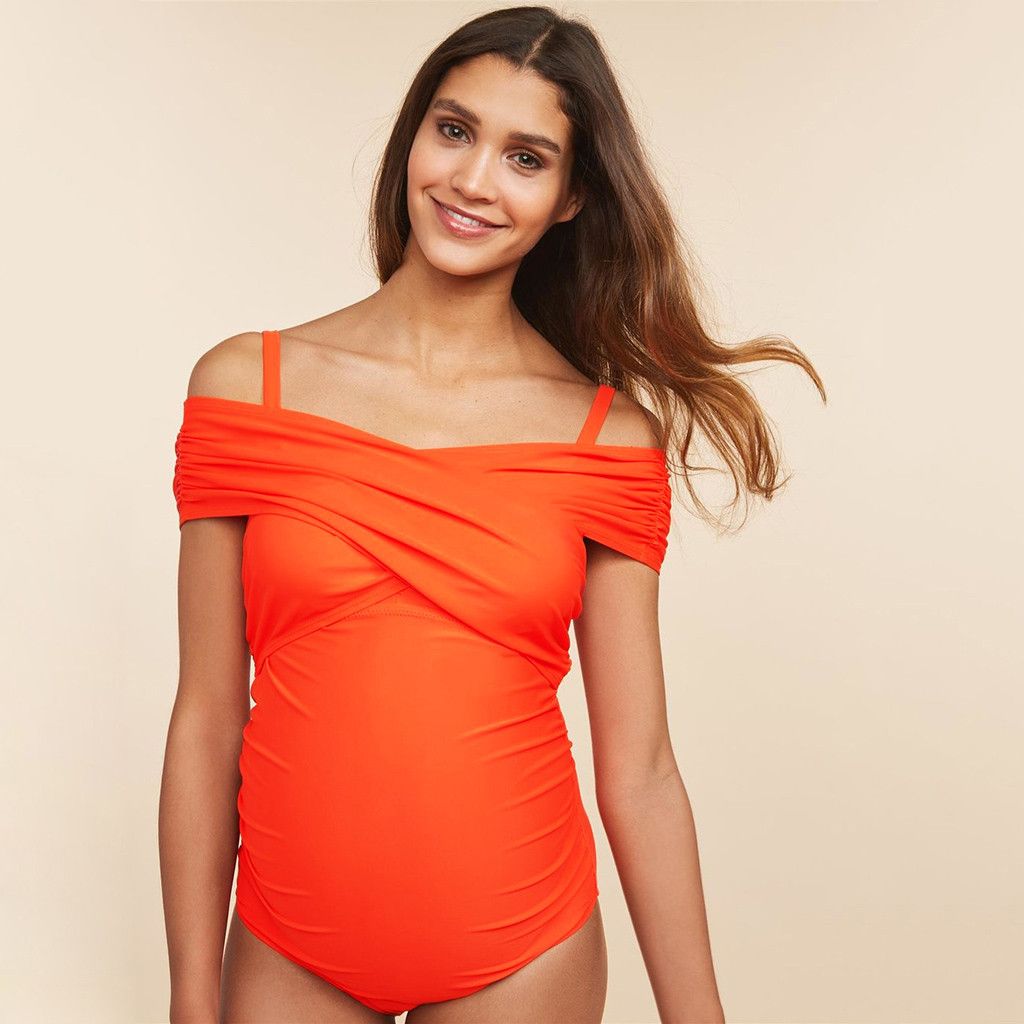 orange one piece swimsuit plus size