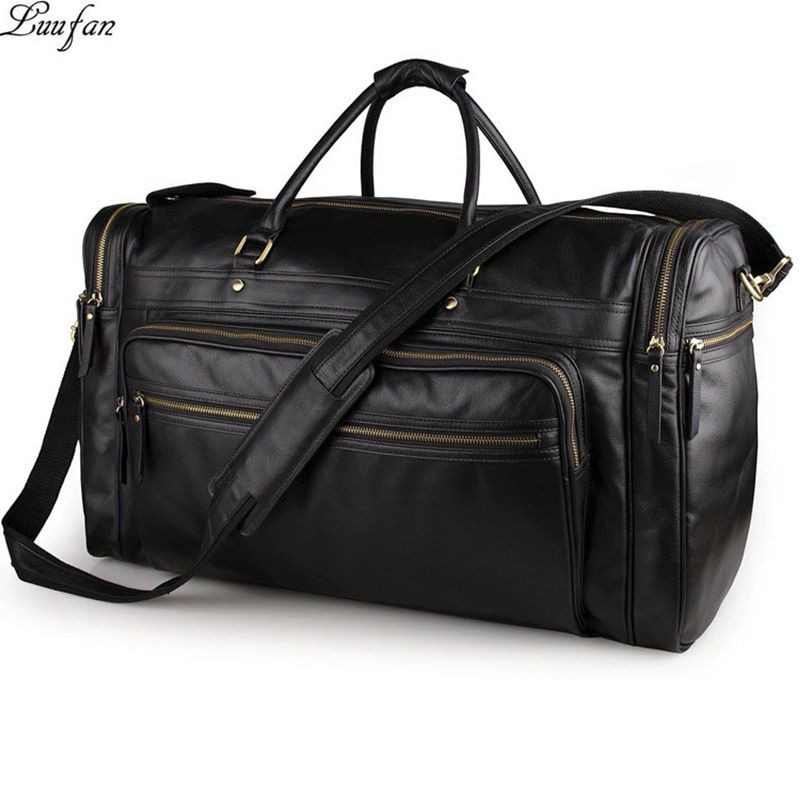 Bolsa de Viaje para Hombre de Cuero señoras de viaje bolsa de lona durante la noche fin de semana Bolsa de equipaje de mano