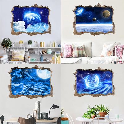 Creative 3d Universe Galaxy Wall Stickers For Ceiling Roof Window Sticker Mural Decoration Personality Waterproof Floor Sticker Childrens Wall Sticker