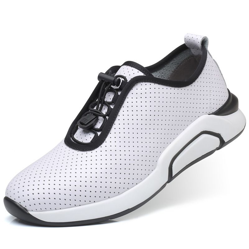 Compra Zapatos De Elevación De Cuero Genuino Suelas Blandas Zapatos  Casuales De Cuero Para Hombres Zapatillas De Deporte De Confort De  Respiración Zapatillas Con Cordones Elásticos Zapatos De Aumento De Altura  Para