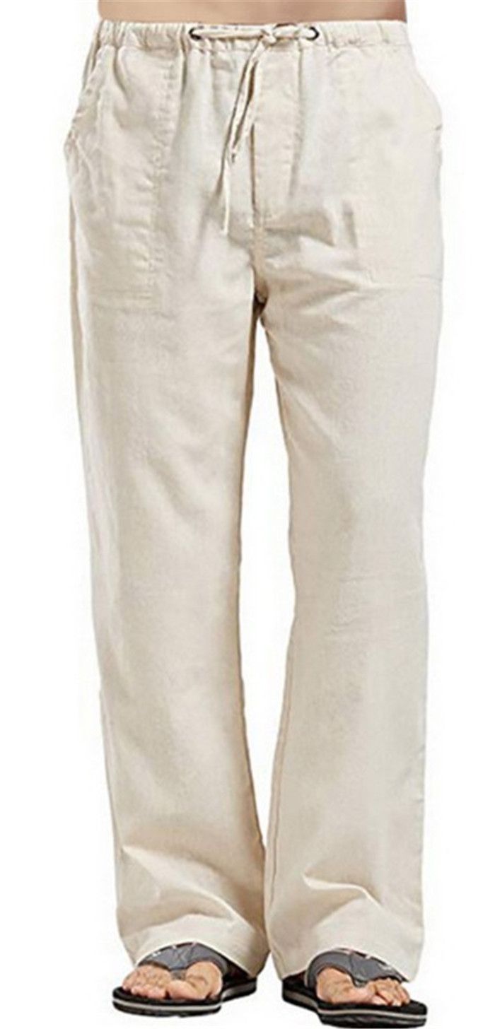 Pantalon largo lino hombre Clearance