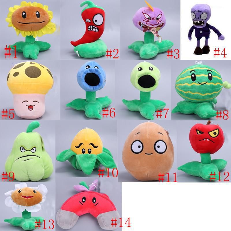 Wholesale 5" Plants VS Zombies new Soft Plush Toy With Sucker A full 14 pcs/set 