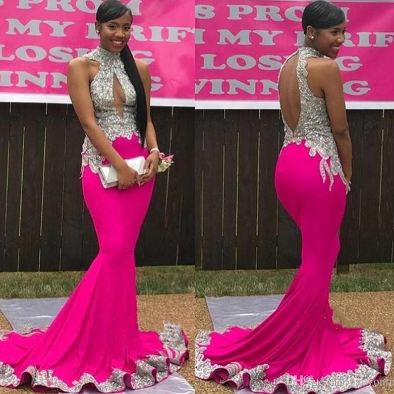 hot pink fishtail dress