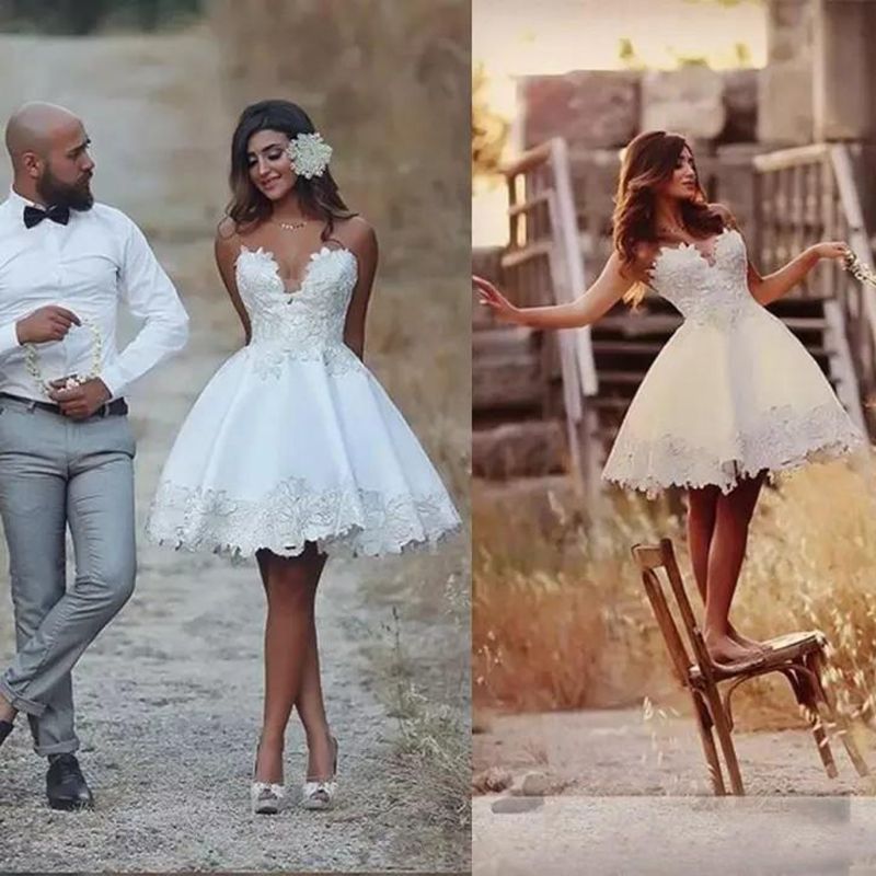 Discount 2019 Short Wedding Dresses Lace Vestido De Novia Vintage