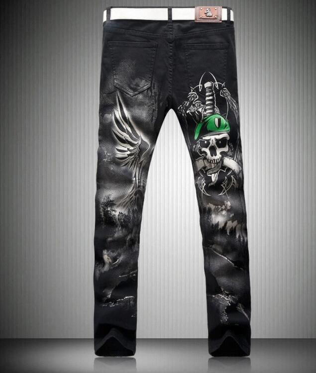 Acquistare Vendita Calda Moda Uomo Jeans Scheletro Umano Stampa Teschio  Street Personalità Marca Uomo Jeans Uomo Dritto Pantaloni COSÌ COOL  Economico | Consegna Veloce E Qualità | It.Dhgate