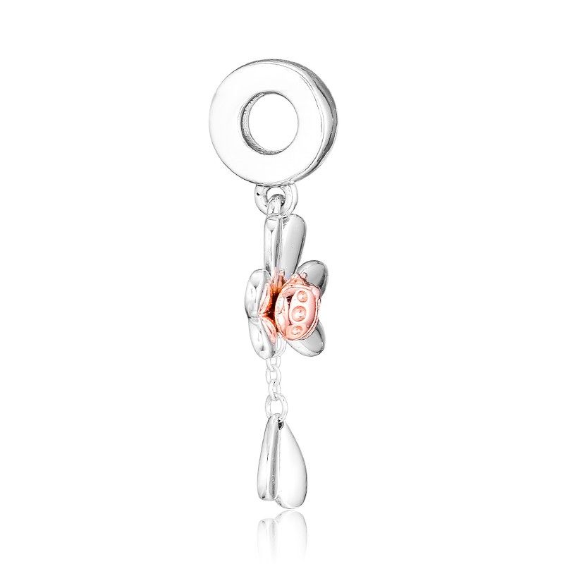 European 925 Silver CZ leaf Charm Beads Pendant Fit Bracelet Necklace Chain