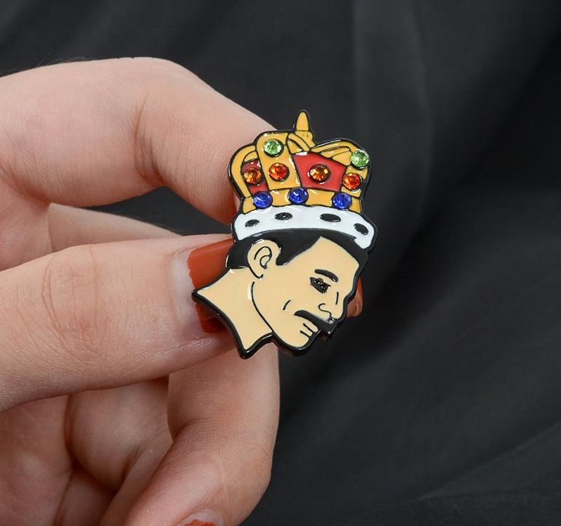 Freddie Mercury Badge QUEEN Badge JEWELS IN CROWN Rock band Pin badge Tie pin