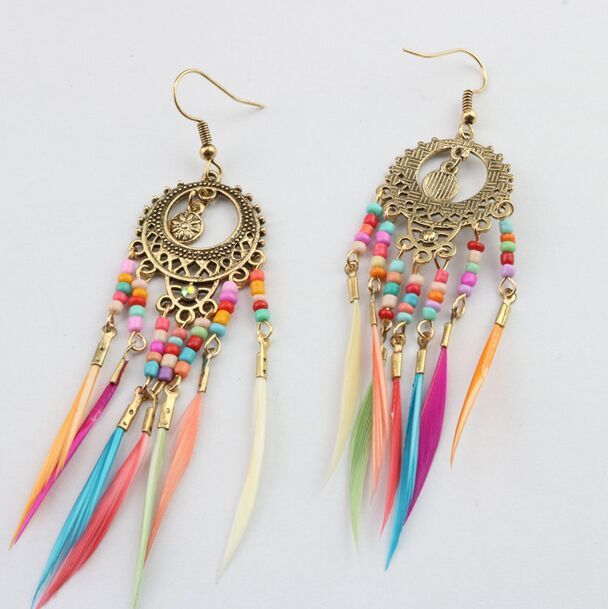 JeweBella Bijoux Western Pour Femme Vintage Bohème Collier Pendentif Turquoise Boucles D