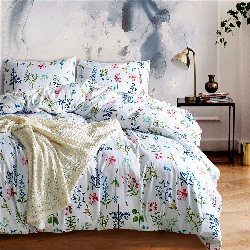 2020 90g Printed Duvet Cover Sets Twin Queen King Size White