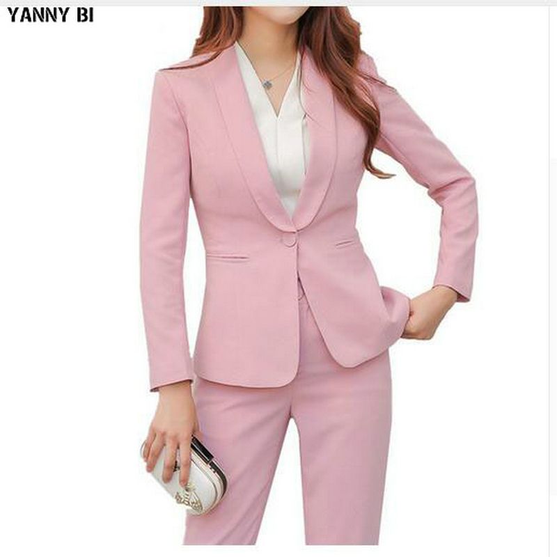 Womens Two Pieces Suits Long Sleeve Slim Fit Blazer Pants Suits Set Formal Office Work Business Blazer Suits