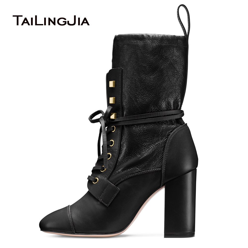 black sock boots chunky heel