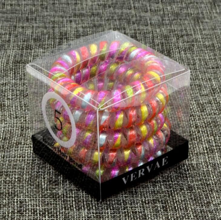 Spiral Hair Ties No Crease Colorful Coil Hair Ties For Women Phone