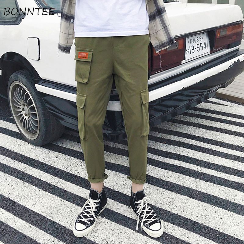 Pants Men Patch Design Simple All Match 
