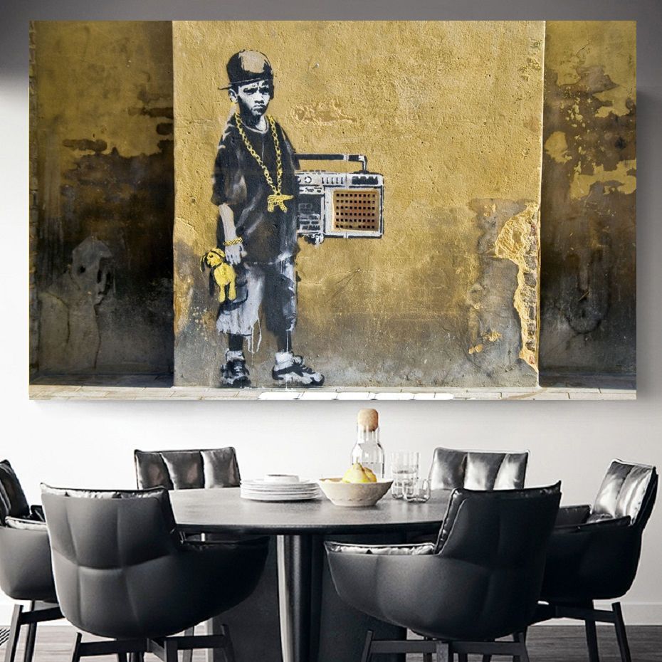 Frameless Indian Graffiti Acrylic Canvas Oil Painting Pop Wall Art Home Decor