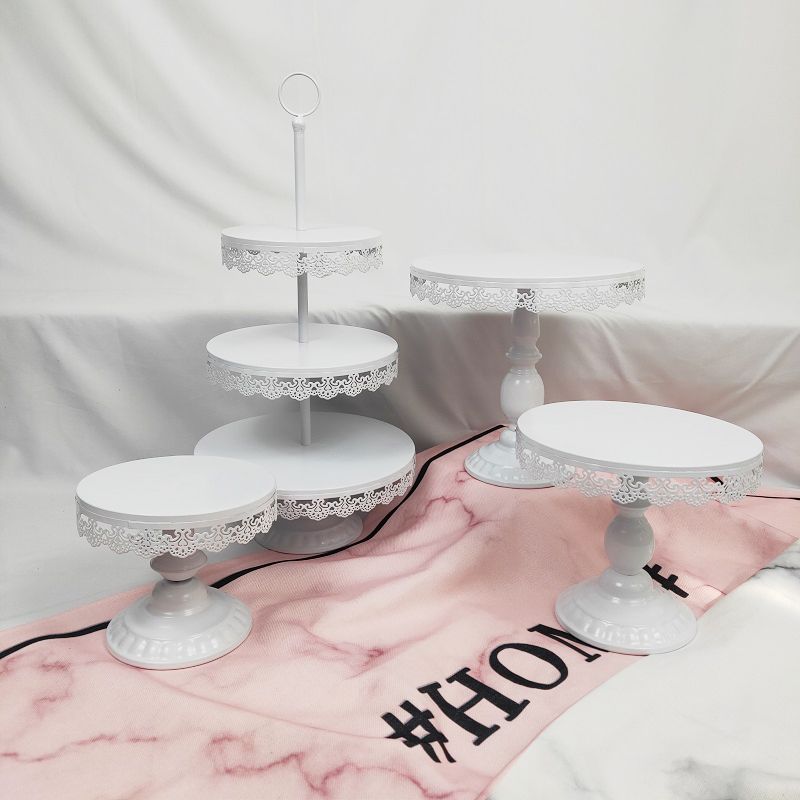 Wedding Cupcake Set Tray 3 Tier Wholesale White Silver Pink Gold