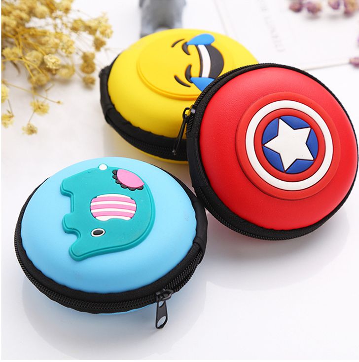 Mini Portable Earphone Bag Cartoon Figure Coin Purse Headphone Case Storage Box