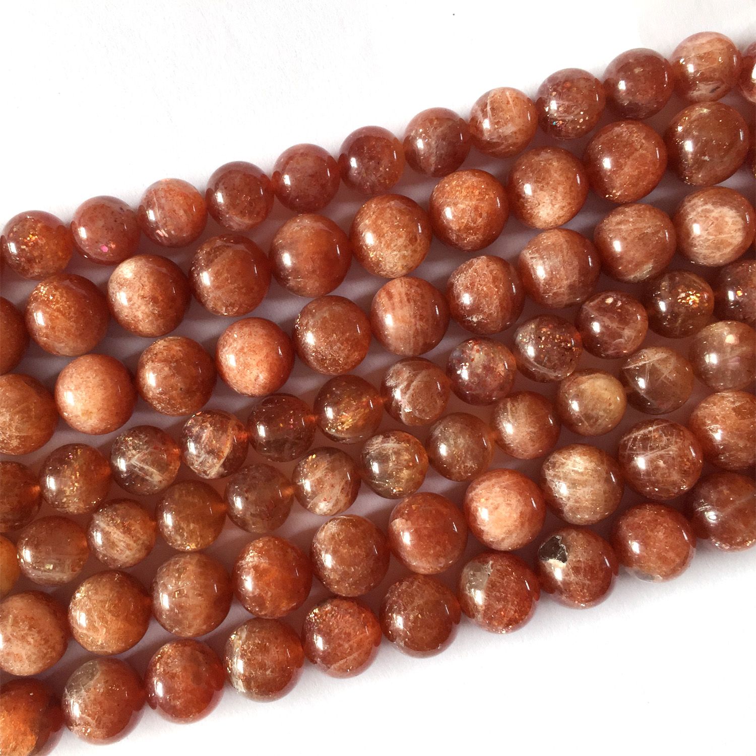 Natural Sunstone Piedras Preciosas facetado redondo perlas 15.5/" 6mm 8mm 10mm 12mm 14mm 16 Mm