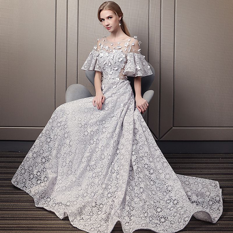silver puffy dress