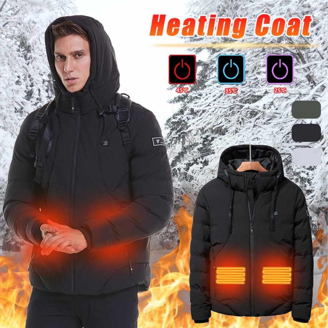 Winter Men Heated Jacket USB Heating 