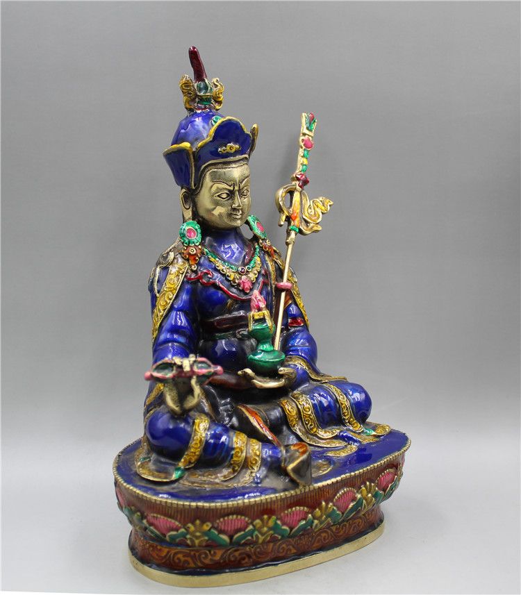 Chinese Cloisonne Handwork Carved Tibetan Buddha Statue