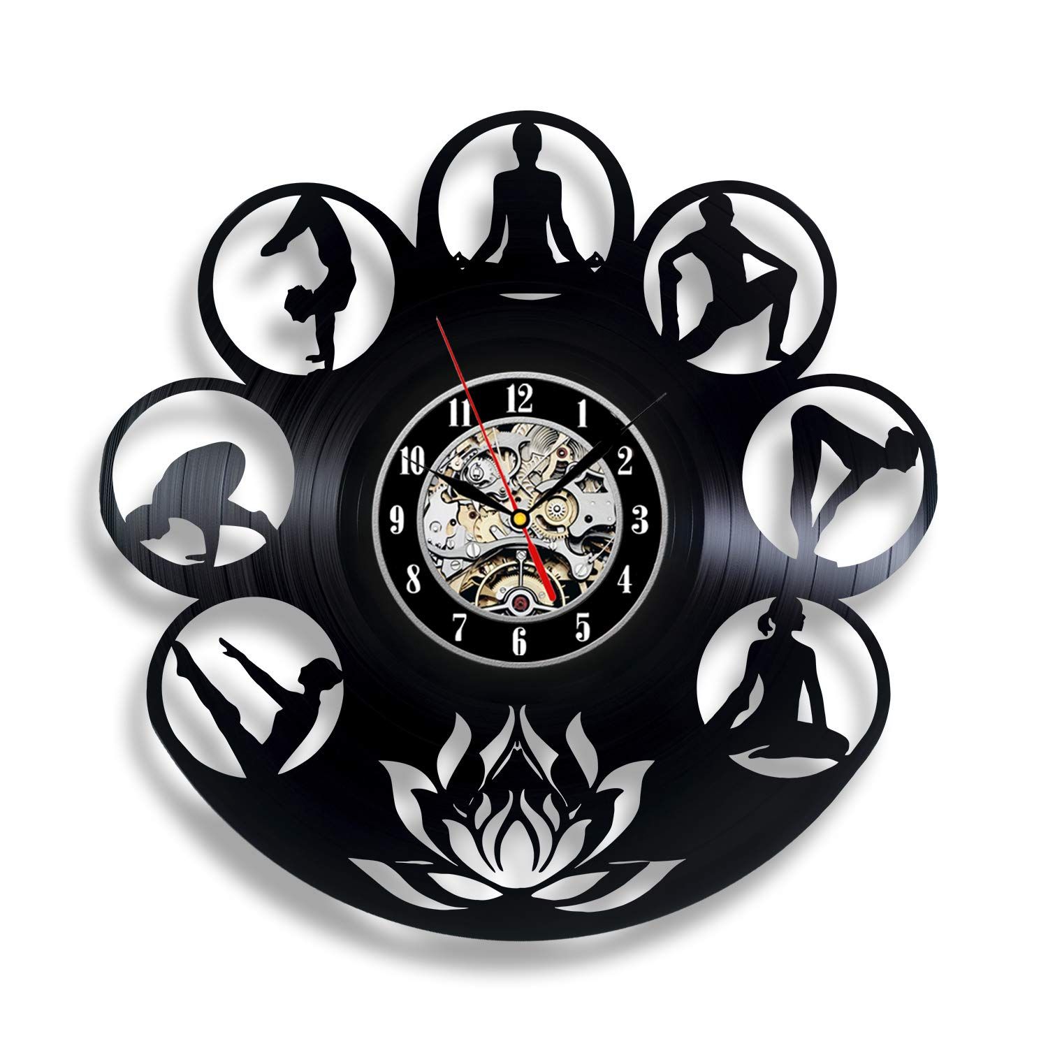 Yoga Pose Vinyl Record Clock Gifts For Students Birthday Party