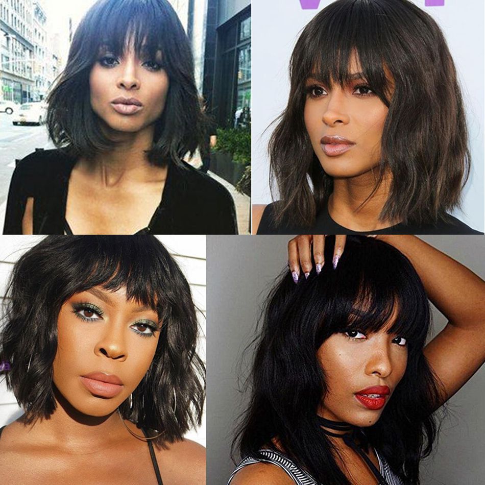 Body Wave Short Bob Wigs with Bangs Lace Front Human Hair Wigs For Black Women Brazilian Body Wave Short Bob Wigs with Bangs Lace Front Human Hair Wigs For Black Women Brazilian