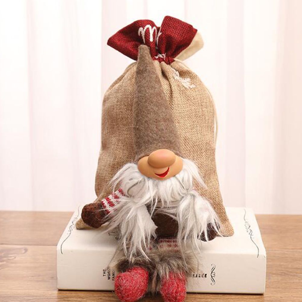Adorable Christmas Drawstring Santa Sacks Bag Decorative Doll Candy Bag Navidad Packaging