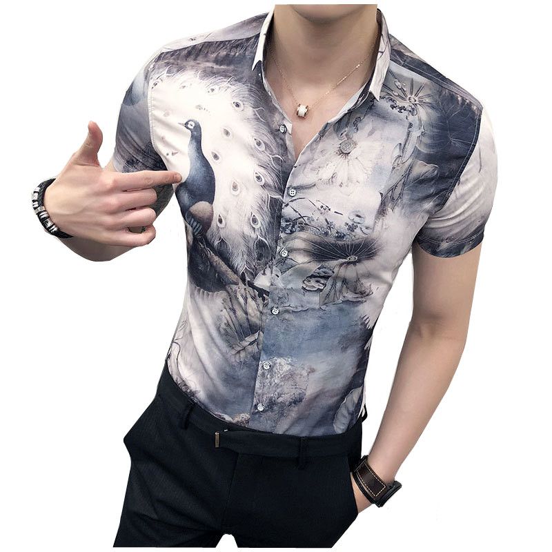 mens short sleeve dress shirts slim fit