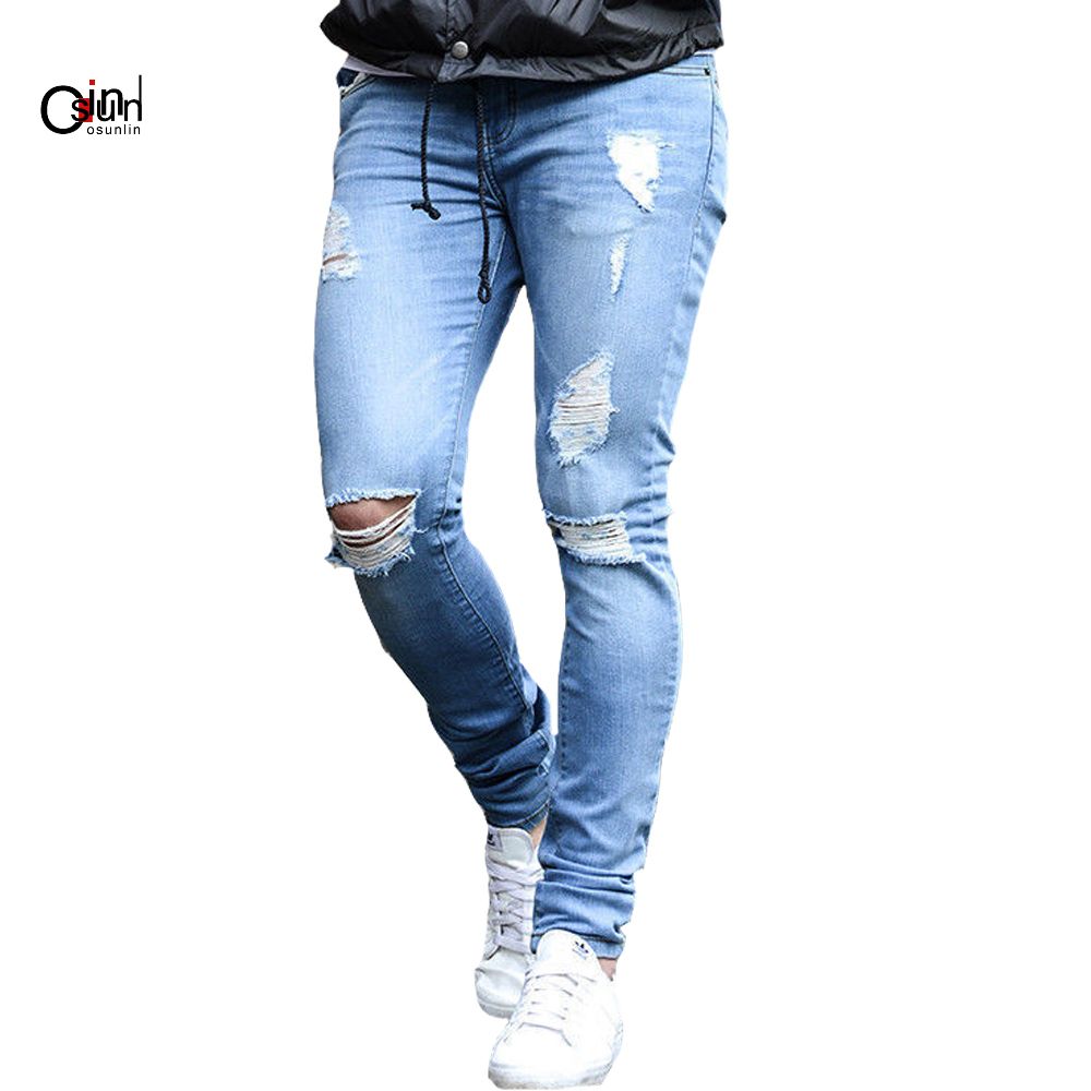 stretch blue jeans elastic waist