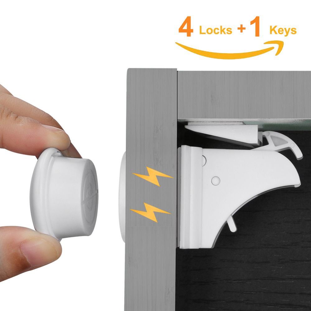 4locks 1 Key Baby Safety Magnetic Locks Set Child Kids Protection