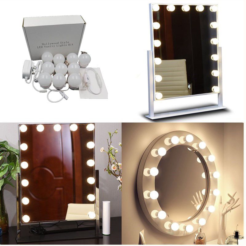Dc5v 20w Led Vanity Makeup Mirror Lights Kit 10led Light Bulbs For Hollywood Style White Lighting Lamp Touch Switch Dropship Bathroom Wall Mirrors