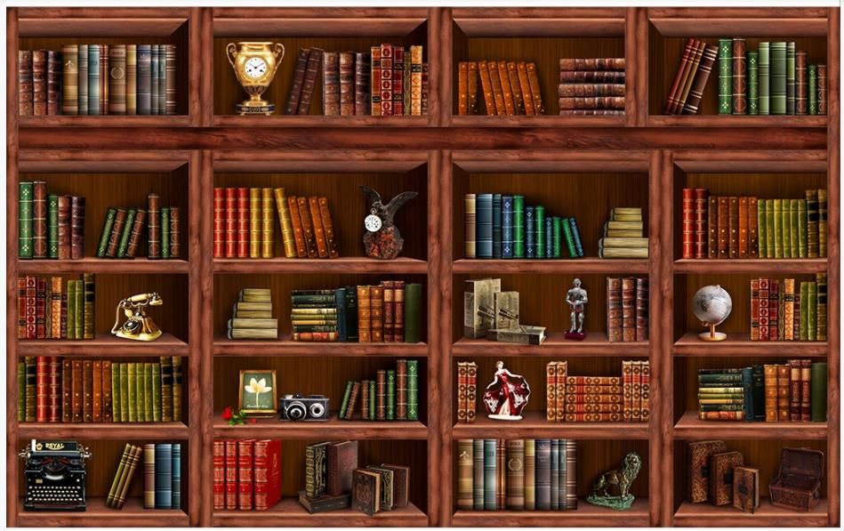 Brown Wallpapers Living Room Bookshelf Wallpapers Bookcase 3D