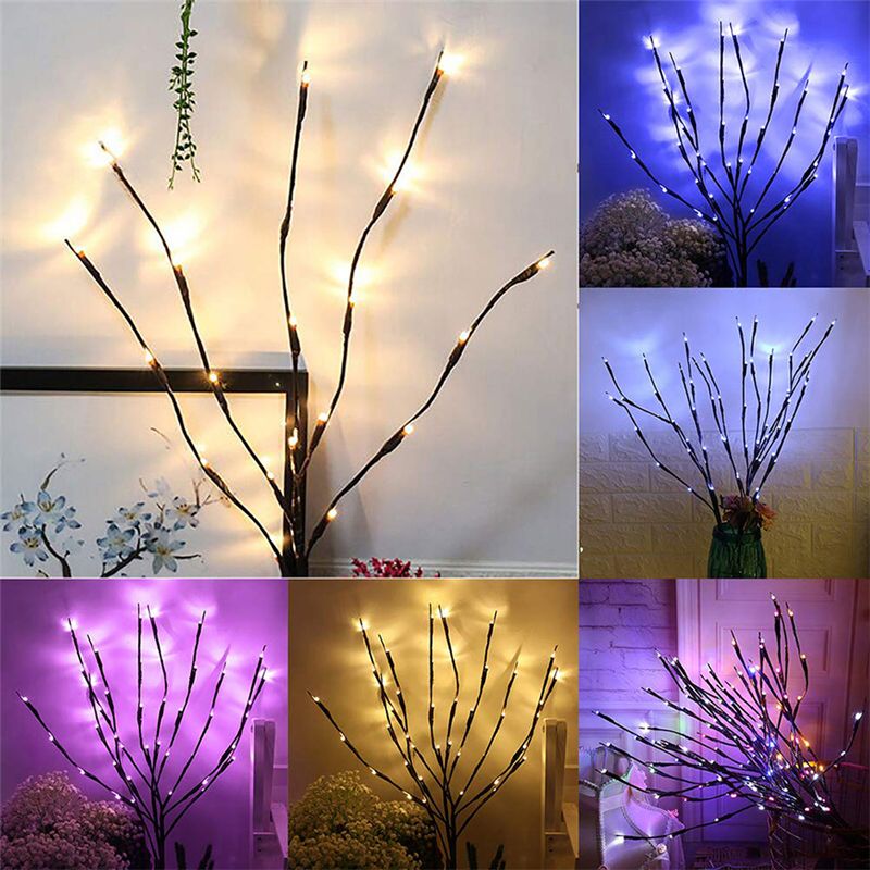 20 Bulbs Led Willow Branch Lights Lamp Natural Tall Vase Filler